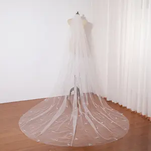 New design glittering wedding veil, Romantic butterfly veil cathedral length, Pearls wedding bridal veil, Sparkling bridal veil, Beautiful fairy wedding veil shiny veil with diamonds, Single layer bridal veil