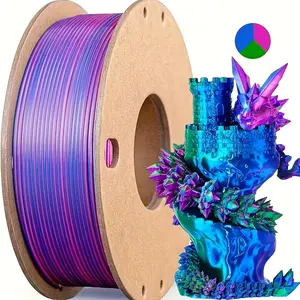 1 Roll Pla Silk Multi-Color 3D Printing Filament, Dual Color Triple Color Printer Thread, 1.75mm Line Diameter, Net Weight 250g