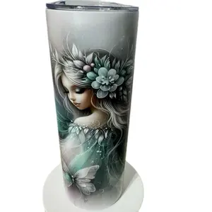 Fairy 20oz Tumbler with Enchanting Floral Design and Fairy Artwork on a White Background