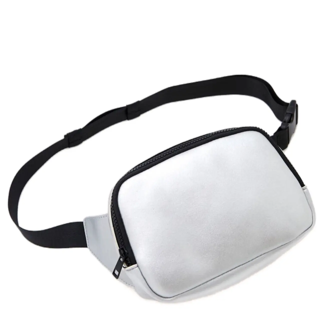 Chic Plaid Fanny Pack - Unisex Compact Crossbody Belt Bag in Waterproof Polyester with a Metallic Finish & Adjustable Strap, Casual, Zipper, Synthetic