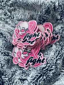 Fight with Style Cancer Awareness Patch - Pink Ribbon Design with Bald Woman & Pink Glasses - Durable Iron-On or Sew-On Patch for Jackets, Tote Bags, Hats, or Gifts of Encouragement