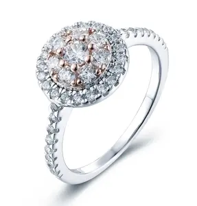 925 STERLING SILVER ROSE GOLD HALO CZ WOMEN'S ENGAGEMENT RING BAND SZ 3-15 SS770