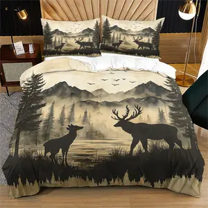 Lin Shen saw a deer duvet cover with a deer pattern, suitable for young adults as a bedroom decoration gift, including 1 duvet cover and 1 or 2 pillowcases without a core and pillow