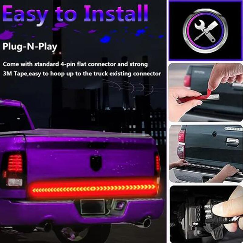 12V/24V LED Truck Tail Light Strip, Flexible Turn Signal Brake Light, Universal LED Car Exterior Signal Tail Light for Pickup SUV RV, Led Tailgate Lights