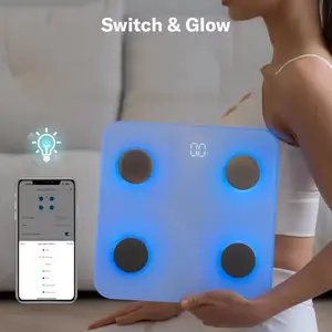 Smart Body Fat Scale with Color-Changing LED, Measures Weight Bmi Body Composition, Supports APP Sync, Home & Gym Use, Battery Powered