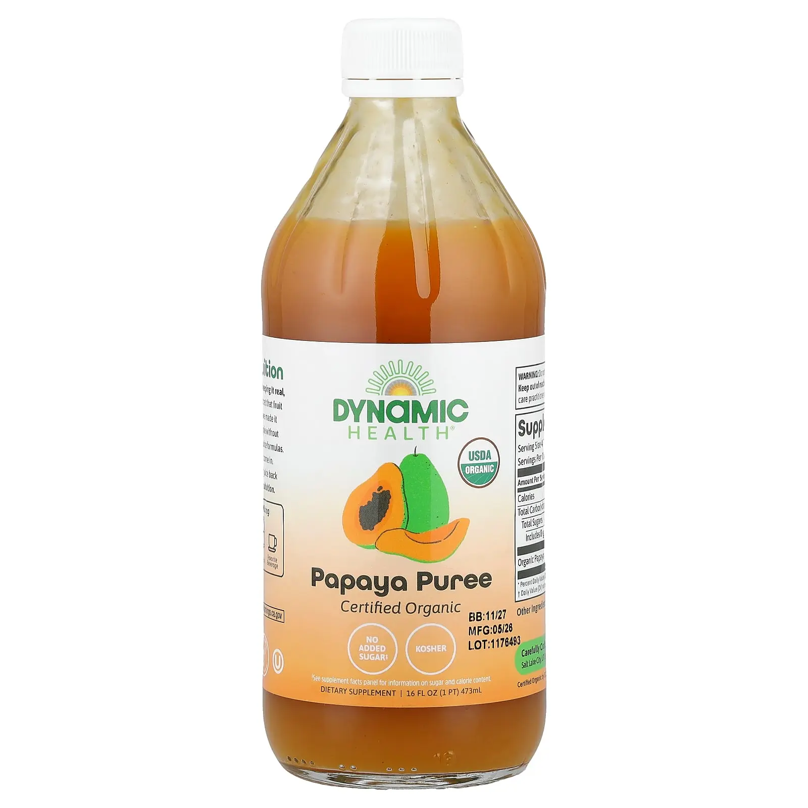 Dynamic Health Papaya Puree, 16 fl oz (473 ml)