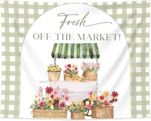 LaVenty She's Off the Market Bridal Shower Banner Decor Farmer's Market Bridal Shower Backdrop Locally Grown Party Decor for Bridal Showers Gardener Theme Farm Partys