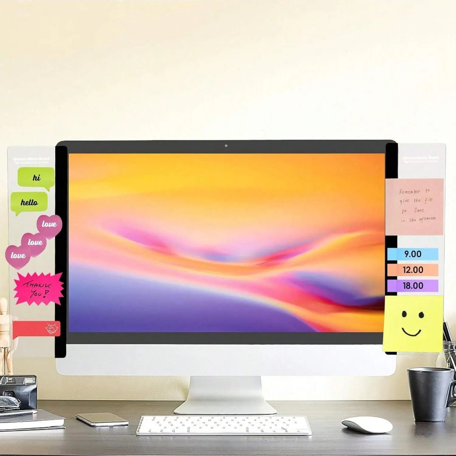 1pc/2pcs Computer Monitor Message Board for Desk Top Use, Screen Memo Holder for Office, Easy Installation for Left or Right Side, Desk Organizer, Office Desktop Accessories
