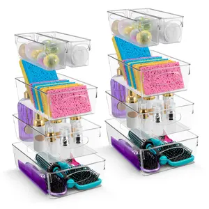 Sorbus Plastic Clear Bins (10 pack) Boxes Organiser Set Kitchen Multicolor