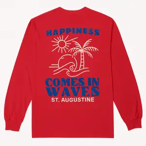 St. Augustine “Happiness Comes in Waves” Long Sleeve Shirt – Red