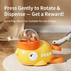 Cat Toy Duck Food Dispenser, Self-Entertainment Freeze-Dried Snack Launcher, Press Feed Pet Toy for Cats and Dogs