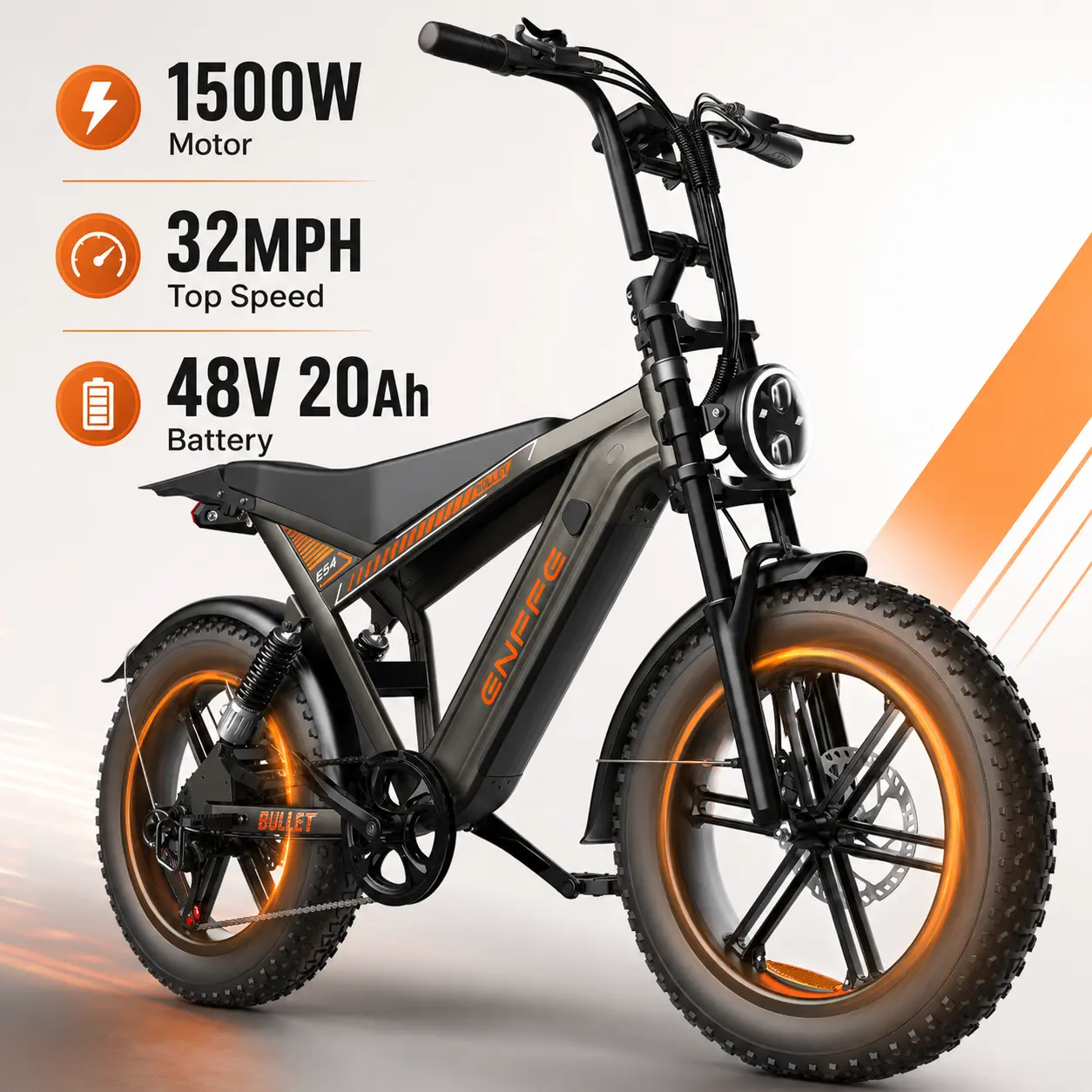 Adult Electric Bike 1500W Motor, 32MPH, 48V 20Ah Battery, 20x4.0 Fat Tires, Hydraulic Brakes, Shimano 7-Speed, LCD NFC Unlock E-Bike for Commuting & Adventure