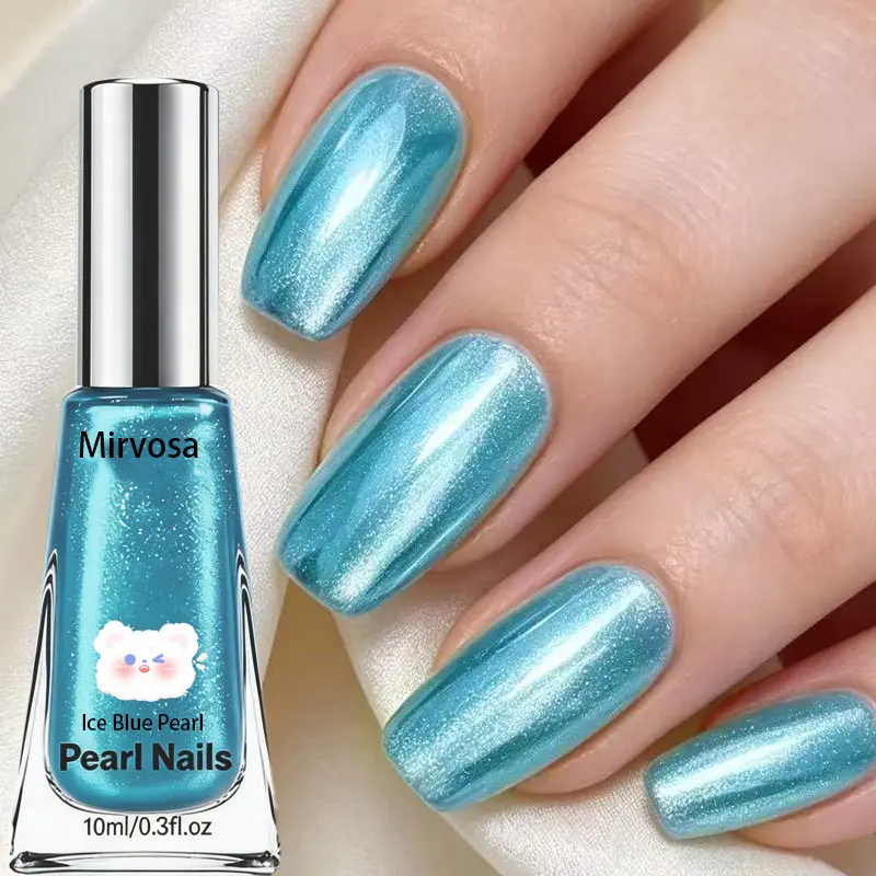 Mermaid Ice Cyan Metallic Nail Polish - Silky Reflective Shimmer Finish, Long-Lasting Anti-Peeling Formula, Dreamy Tone for Summer, Party Looks