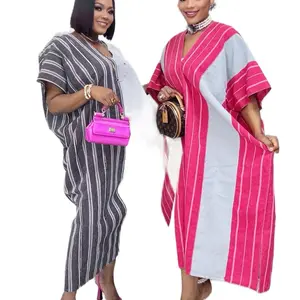 Boubou Dresses, One size fits all- Stylish Design with Striped Pattern and Comfortable Fit.