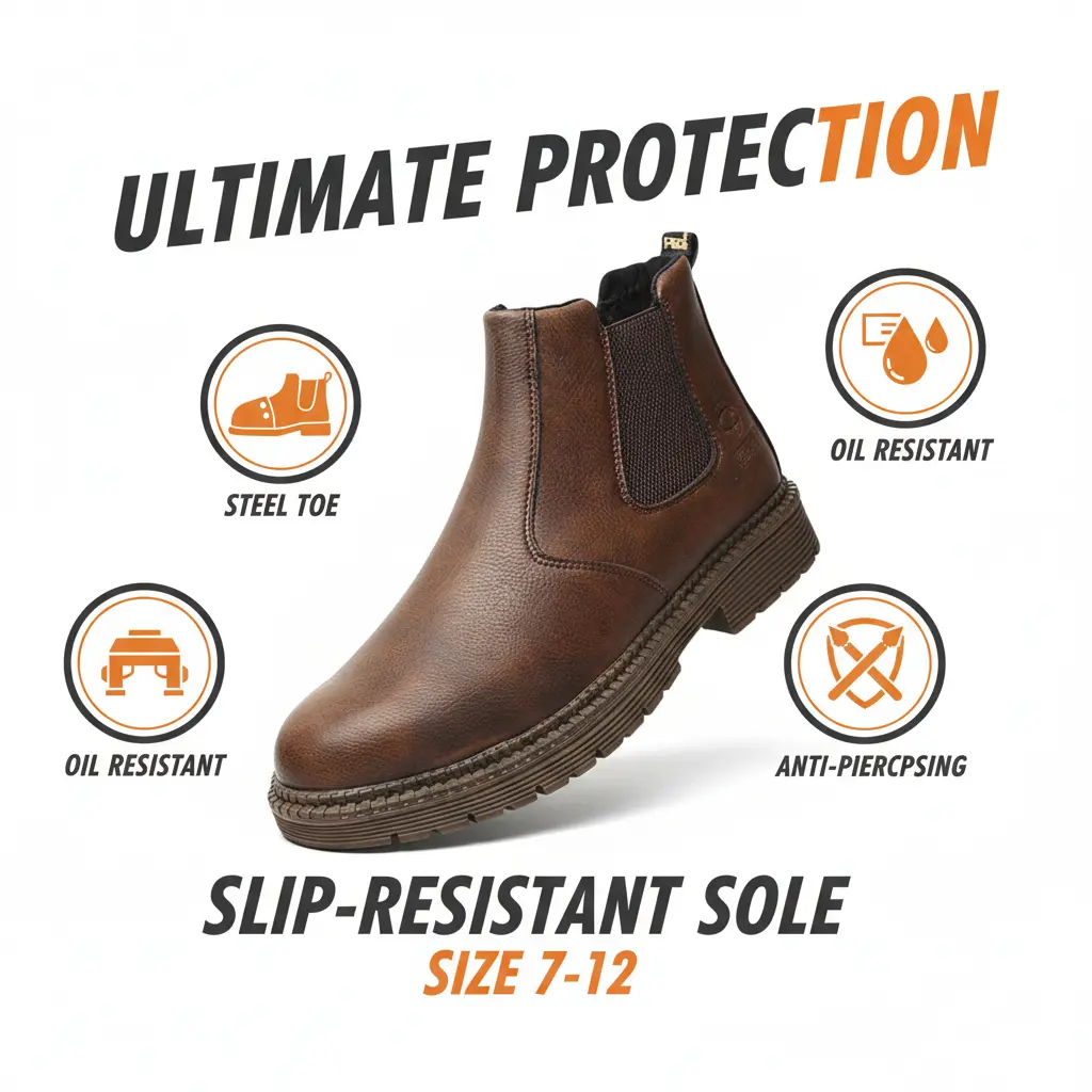 Heavy Machinery Boot Splash-proof Smash-proof Puncture-proof Breathable Safety Shoes Unisex Chef Work Shoe Waterproof Anti-slip Durable Outdoor Comfortable Lightweight Construction Boots Men Women Slip Resistant Industrial Factory Footwear Workwear