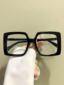 Unisex Simple Style Plain Color Square Frame Eyeglasses, Trendy Casual Leopard Pattern Eyeglasses for Everyday Use, Fashion Accessories for Outdoor Activities, Stylish Square Frames