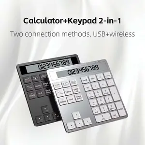 JOMAA Bluetooth 2.4G Wireless Numeric Keypad with Display Calculator Portable 2in1 Financial Calculation Keyboard for Laptop Desktop PC