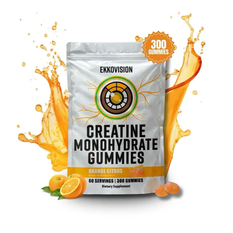 Ekkovision Creatine Monohydrate Gummies Strawberry Flavor 300 Gummies 60 Servings Third Party Tested Dietary Supplement