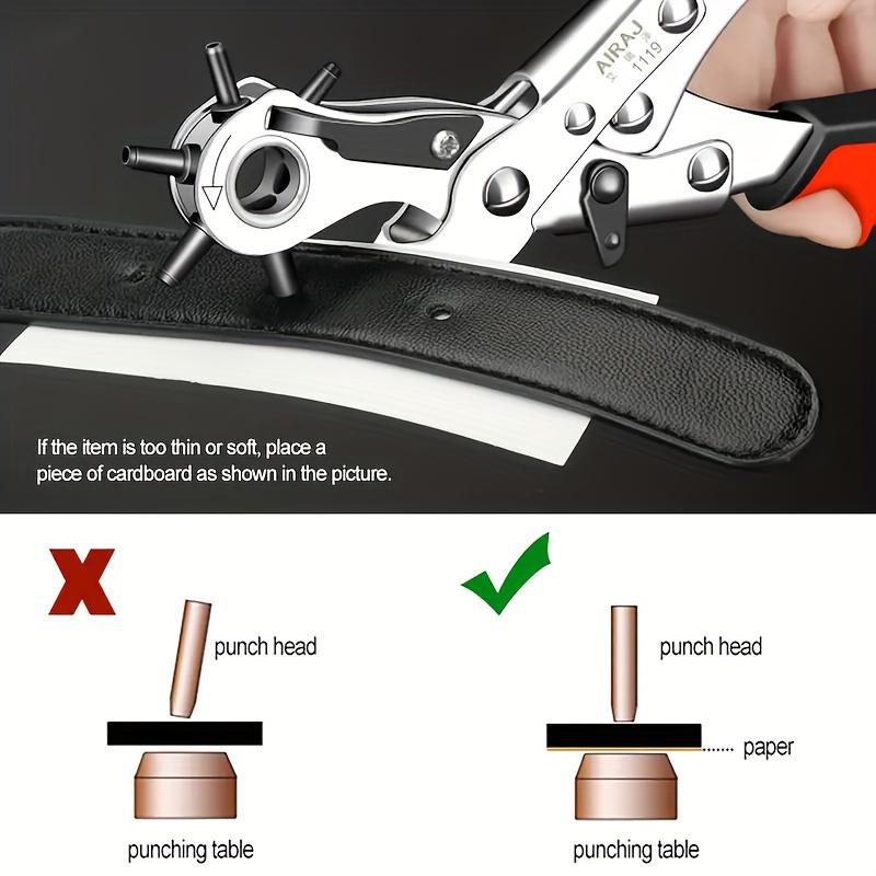 1pc Durable Stainless Steel Leather Hole Punch Pliers, Revolving Multi-Slot Belt and Watch Band Puncher, Handheld Eyelet Punch Tool for Leathercraft, Sewing & DIY Projects