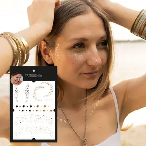 Golden freckles (VT-481). Temporary Tattoos Realistic Water Proof Durable Body Art Ink Box Fake Tattoo Sticker Sheets for Men Women Kids Plant-Based Ink