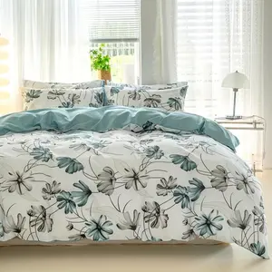3pcs Yalan Printed Duck Down Comforter Cover Set, Soft Warm Bedding for Cozy Nights, Elegant Home Decor for All Seasons