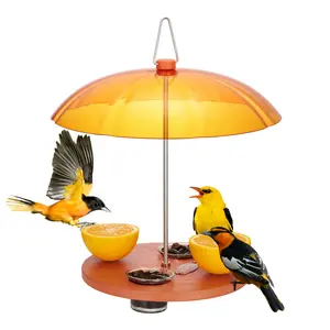Kingsyard Oriole Bird Feeder for Backyard Nature Watching Double-Cup Jelly Tray with Protective Dome Feed Wild Birds in Your Garden Sturdy Durable Recycled Plastic Easy to Refill Clean