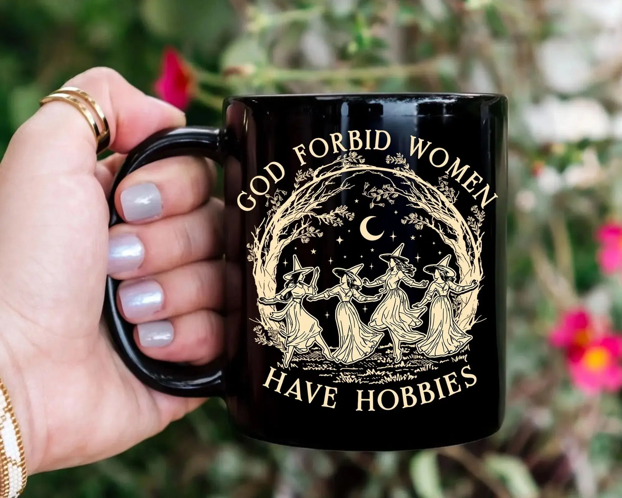 God Forbid Women Have Hobbies Coffee Mug, Feminist Halloween Gift, Witch Mug, Patriarchy Mug, Witchy Mug, Girl Power Mug, Halloween Mug