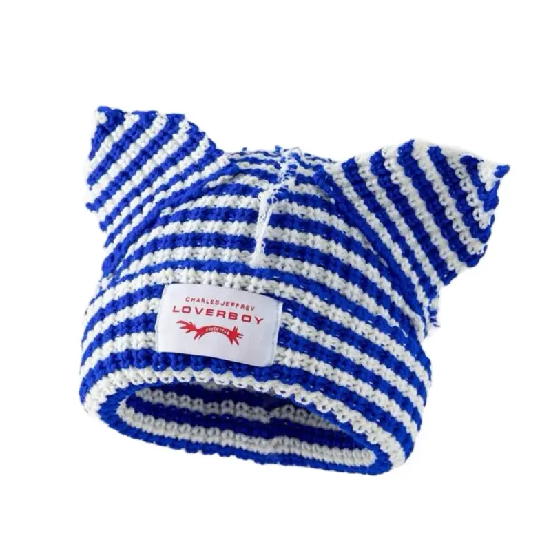 Charles Jeffrey Loverboy Striped Beanie Hat - Black & Yellow Knit