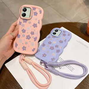 1 Piece Durable Suitable For Xiaomi Poco C75/C65/X5 Pro/14T Pro/14T/C61/M3/X7/X5/X6/M6 4G/5G/M6 Pro 4G/5G/C3/M2 Pro Flexible Purple love heart flower Phone Case Cover Suitable For Poco C65 Featuring Non-Slip And Lanyard In Office