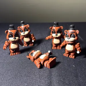 Freddy Fazbear Holding Microphone Flexi Mini Figure Collectible Toy with Top Hat Design