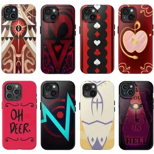 Hazbin Hotel Season 2 Tough Phone Case, Character Logo Alastor Angel Dust Charlie Vaggie Shockproof Heavy Duty Drop Protection Protective Cover, Exclusive Fan Merch Gift for iPhone 11 12 13 14 15 16 17 Pro Max Plus