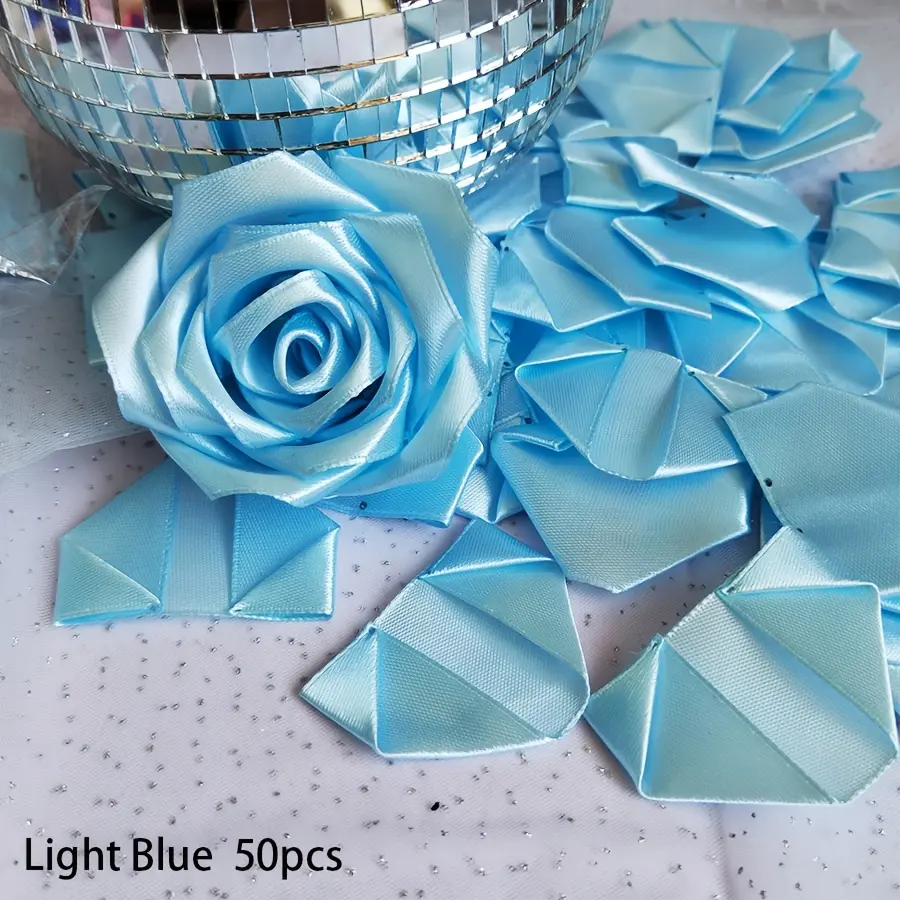 Light Blue-100pcs Ribbon Petal