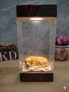 Resin Dog Sleeping Puppy, Cute Golden Retriever Decor, Cozy Bedroom Ambient, Pet Lover Gift