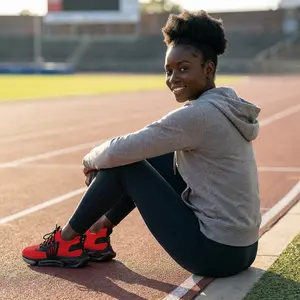 Women's Red Mesh Sneakers — Lightweight Breathable Athletic Shoes with 'MODEST' Accent