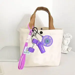 Karma Fitness Keychain Set, Silicone Dumbbell Kettlebell Weight Keychain Cute Keychain Gym Accessories for Men and Women Gift