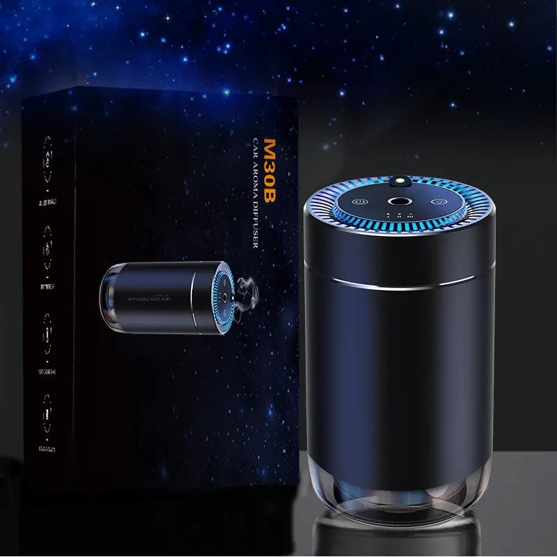 Car Aroma Diffuser - Smart Car Interior Accessory, Wireless Portable Humidifier, Essential Oil Air Freshener with Auto-Start Vibration Sensor, Starry Lamp, 99% Odor Elimination, Kid-Safe Plant-Based Fragrance