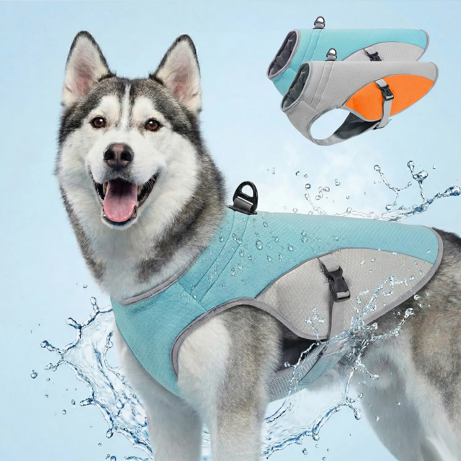 Quick-Drying Cooling Vest / Sun Protection Dog Shirt, Husky Clothes, a Lightweight, Breathable, Sleeveless Vest Featuring Reflective Strips, Suitable for All Seasons Offering UV Protection in Summer, Ideal for Small, Medium, and Large Dogs