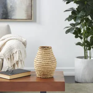 Light Brown Seagrass Handmade Braided Decorative Vase