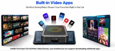 3-in-1 Wireless Car Adapter StreamNetflix/YouTube/TikTok/Google Play,Fits Factory Wired CarPlayVehicles