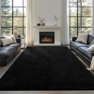 JAKOLIVE Area Rugs 10x14ft Large Fluffy Rugs for Bedroom, Soft Carpet Shag Game Room Rug, Non-Slip Fuzzy Rugs Indoor Black Area Rug Suitable for The Living Room Or Bedroom, Extra Soft Fluffy Plush Area Rug, Perfect for Home Decoration