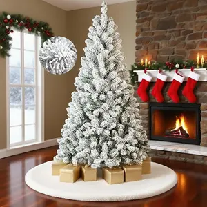 Best Choice Products 5ft Artificial Christmas Tree Non-Luminous Snow Flocking Design Full Exterior Snow Easy Assembly Metal Brackets for Home Office Decor