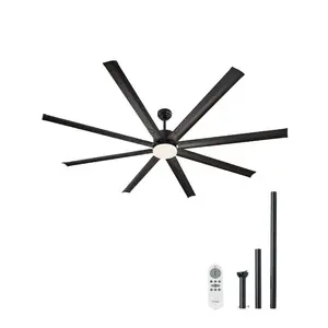 fathersdaygift VEVOR 84 Inch Ceiling Fan with Light, 6-Speed Remote Control, Dimmable 3-Color Temperature, Reversible DC Motor, Modern Low Profile Flush Mount Fan for Bedroom, Living Room, Indoor/Outdoor Use, Black