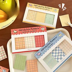 New Grid Combination Sticky Notes, Vintage Striped Pattern, Multiple Colors Available, Hand Account Decoration, Adhesive Stickers, Sticker Sheets, Basic Material Paper