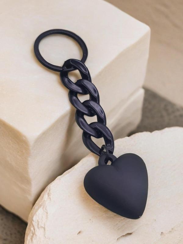 1pc Love Heart & Chain Charm Keychain Solid Key Ring Minimalist Bag ...