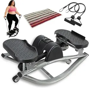 Rock Stepper with Elastic Resistance Bands & Anti-Slip Mat | Side-to-Side Lateral Rocking Motion | Digital Display & High-Capacity Home Fitness Equipment for Leg & Glute Training
