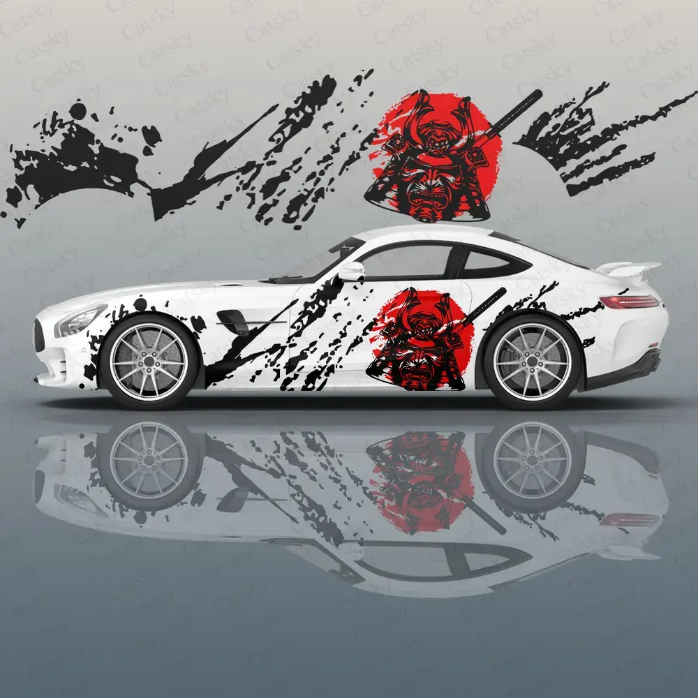 2026 New samurai ink splatter Car Decal Protective Film Vinyl Itacar Racing Side Graphics Wrap Accessories Spray Paint auto Stickers Film For Car Décor