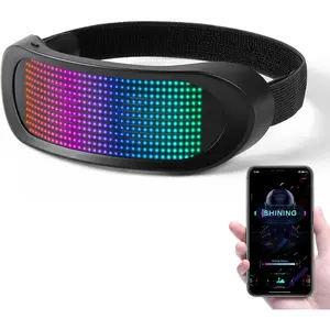 Gelrova LED Visor Glasses with App Control, Music Sync, Full Color Light Up Display, Adjustable Head Strap for Night Parties, Cosplay, Rave Events outdoorfun