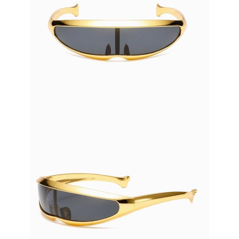 TikTok Viral Y2K Futuristic Sunglasses for Women Men, Cyberpunk Shield Visor Eyewear, Metallic Wrap Around Rave Festival Glasses, Trendy 2026 Aesthetic Streetwear Accessory, Space Age Sun Glasses