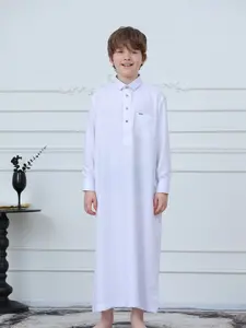 Boys' Thobe Robe, Tunic, Pure Color Long Sleeve, Middle Eastern Muslim Arabic Dubai Turkish Style, Casual Daily Wear, Comfortable Fit