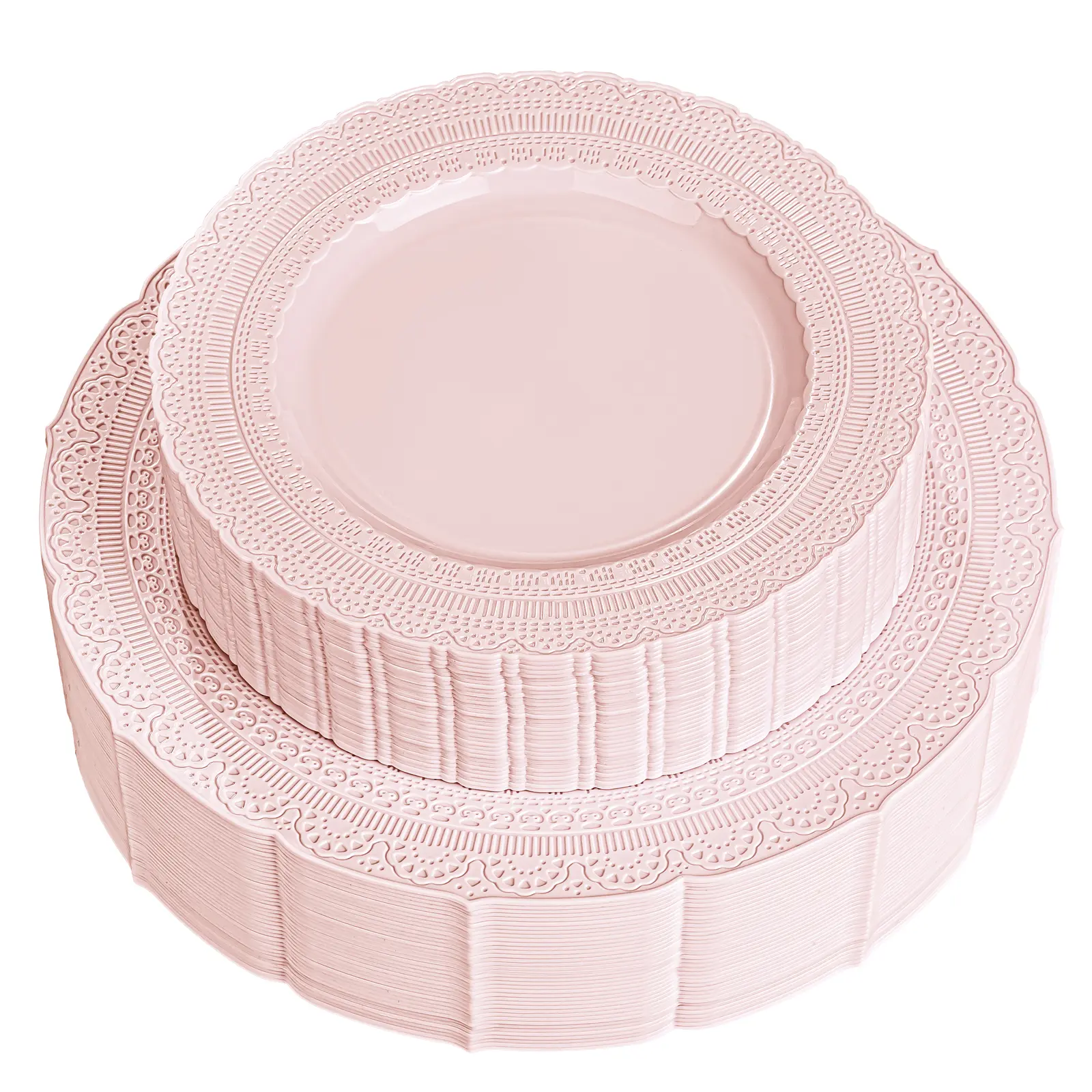 60pcs Pink Easter Plastic Plates - Heavyweight Vintage Disposable Plastic Plates for 30 Guests Include 30pcs 10.25” Dinner Plate,30pcs 7.5” Dessert Plate Perfect for Wedding & Party & Easter
